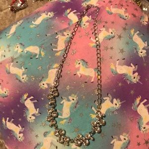 Silver necklace with white rhinestones!